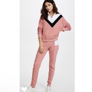 Like New Wildfox Blocked Soto Warm-Up Sport Raina Sweatsuit Mulled Rose Multi